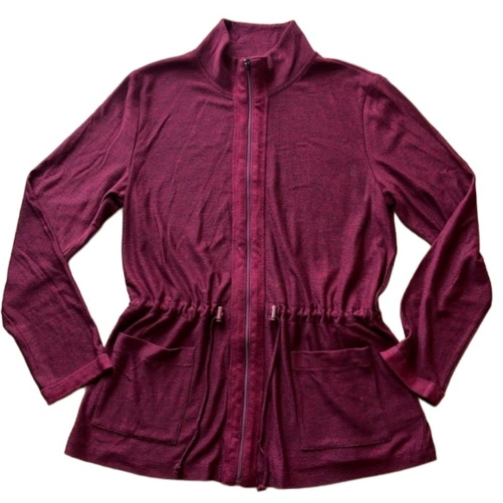 JONES OF NEW YORK SIGNATURE WINE COLOR LIGHTWEIGHT TUNICCJACKET SIZE: LARGE